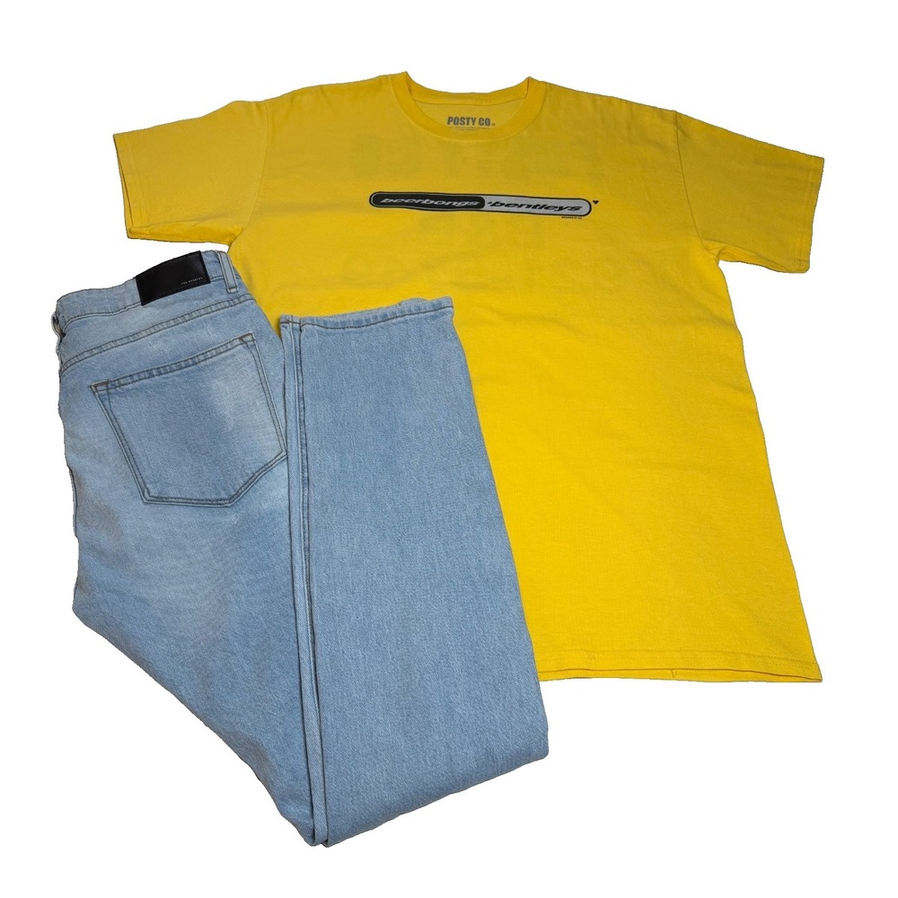 Post Malone Beerbongs & Bentleys Tour T-Shirt L & Straight Leg Jeans Men's Sz 31